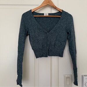 Wilfred Teal V-Neck Cardigan Sweater